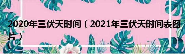 2020年三伏天时间（2021年三伏天时间表图片）