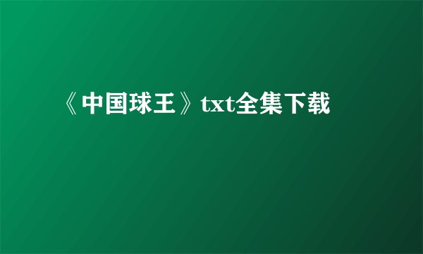 《中国球王》txt全集下载