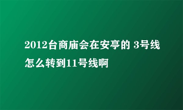 2012台商庙会在安亭的 3号线怎么转到11号线啊
