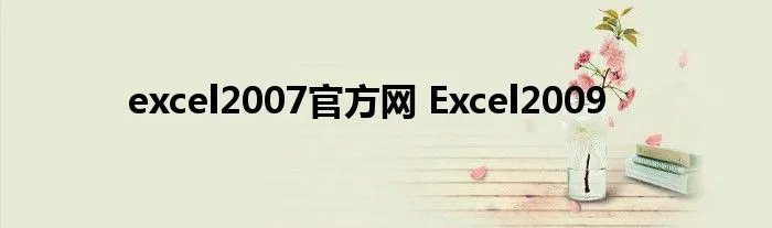 excel2007官方网 Excel2009