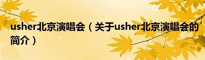usher北京演唱会（关于usher北京演唱会的简介）