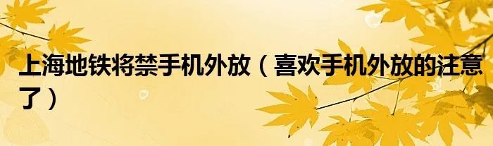 上海地铁将禁手机外放（喜欢手机外放的注意了）