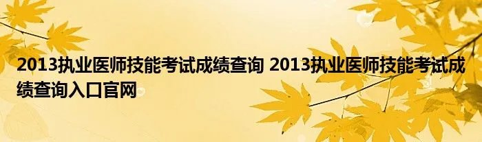 2013执业医师技能考试成绩查询 2013执业医师技能考试成绩查询入口官网