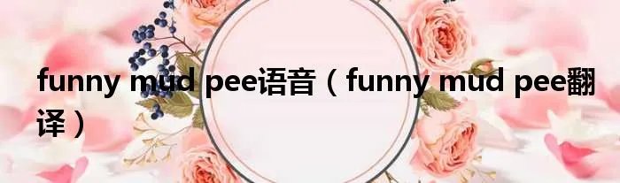 funny mud pee语音(funny mud pee翻译)