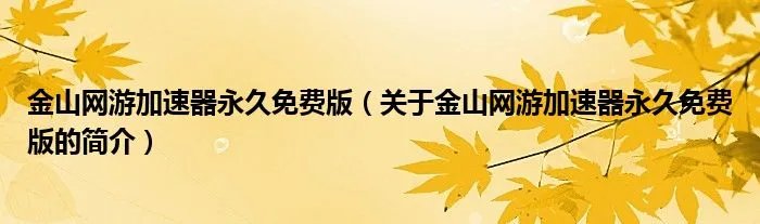 金山网游加速器永久免费版（关于金山网游加速器永久免费版的简介）