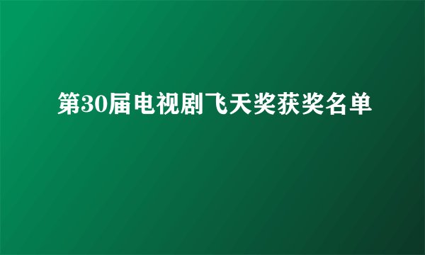 第30届电视剧飞天奖获奖名单