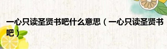 一心只读圣贤书吧什么意思（一心只读圣贤书吧）