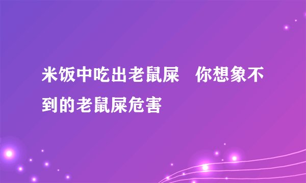 米饭中吃出老鼠屎   你想象不到的老鼠屎危害