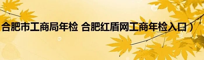 合肥市工商局年检 合肥红盾网工商年检入口）