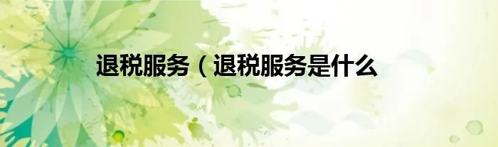 退税服务（退税服务是什么