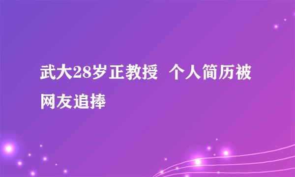 武大28岁正教授 个人简历被网友追捧