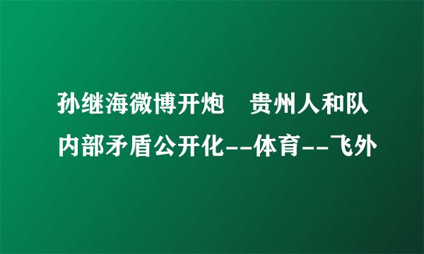 孙继海微博开炮 贵州人和队内部矛盾公开化--体育--飞外