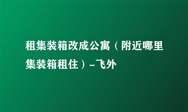 租集装箱改成公寓（附近哪里集装箱租住）-飞外
