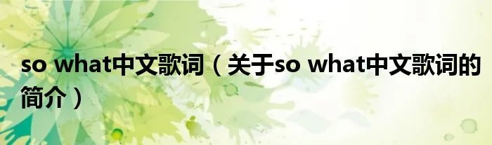 so what中文歌词（关于so what中文歌词的简介）