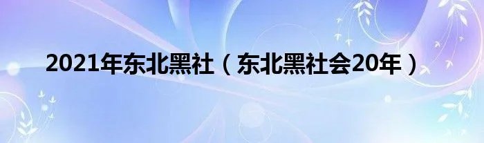 2021年东北黑社（东北黑社会20年）