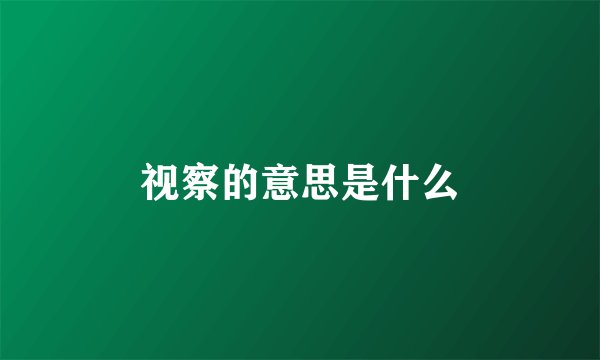 视察的意思是什么