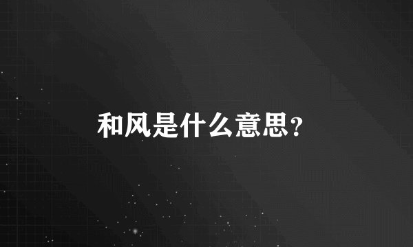 和风是什么意思？