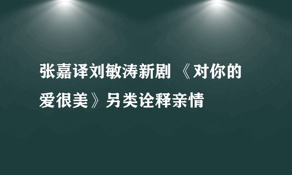 张嘉译刘敏涛新剧 《对你的爱很美》另类诠释亲情