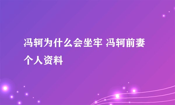 冯轲为什么会坐牢 冯轲前妻个人资料