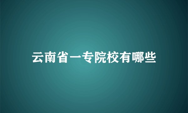 云南省一专院校有哪些