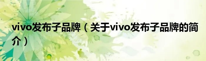 vivo发布子品牌（关于vivo发布子品牌的简介）