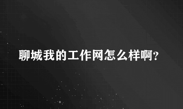 聊城我的工作网怎么样啊？