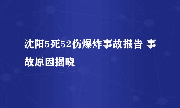 沈阳5死52伤爆炸事故报告 事故原因揭晓