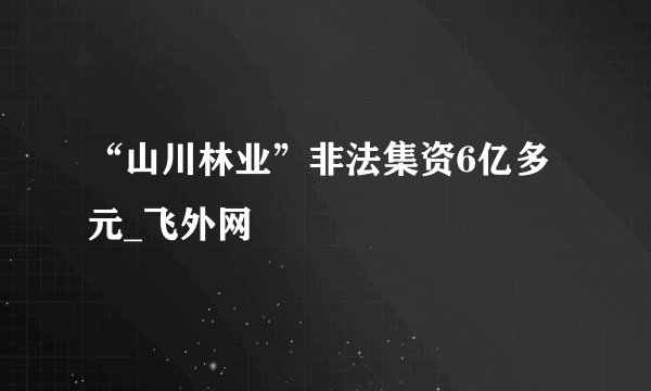 “山川林业”非法集资6亿多元_飞外网