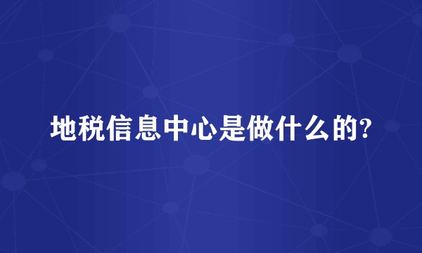 地税信息中心是做什么的?