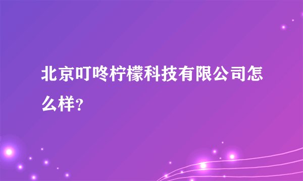 北京叮咚柠檬科技有限公司怎么样？