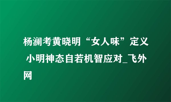 杨澜考黄晓明“女人味”定义 小明神态自若机智应对_飞外网