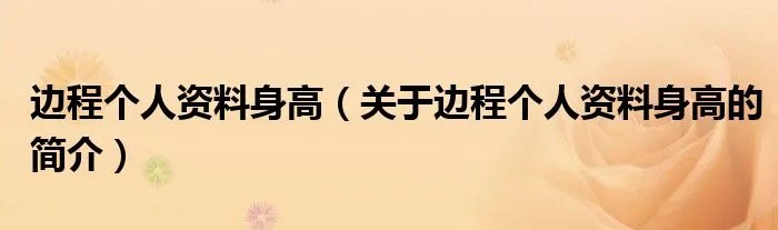 边程个人资料身高（关于边程个人资料身高的简介）