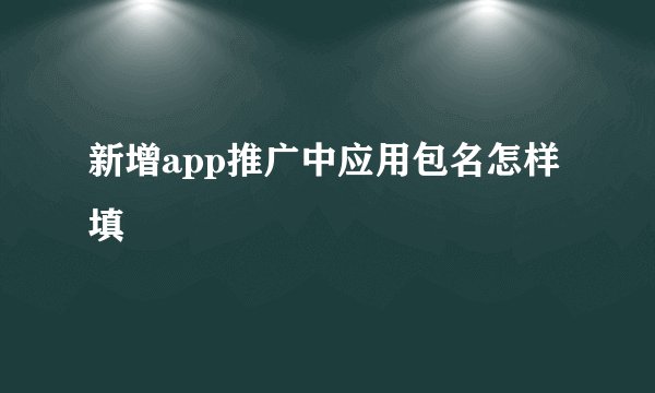 新增app推广中应用包名怎样填