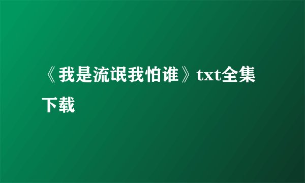 《我是流氓我怕谁》txt全集下载