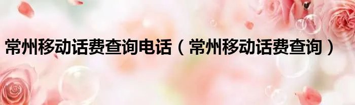 常州移动话费查询电话（常州移动话费查询）