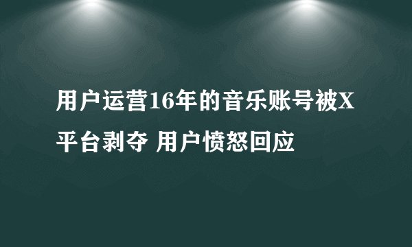 用户运营16年的音乐账号被X平台剥夺 用户愤怒回应