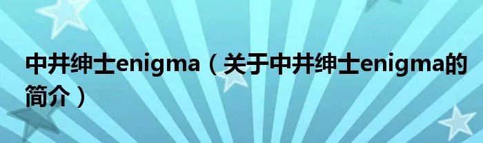 中井绅士enigma(关于中井绅士enigma的简介)