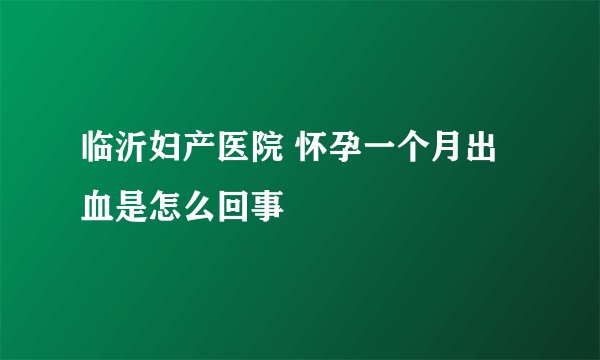 临沂妇产医院 怀孕一个月出血是怎么回事