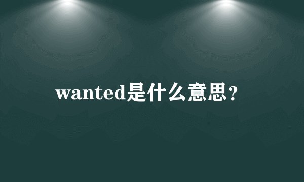 wanted是什么意思?
