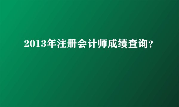 2013年注册会计师成绩查询?