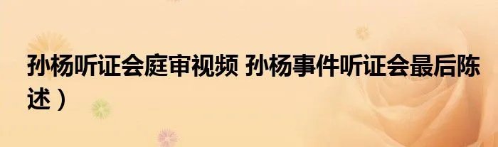 孙杨听证会庭审视频 孙杨事件听证会最后陈述）