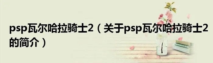 psp瓦尔哈拉骑士2（关于psp瓦尔哈拉骑士2的简介）