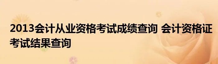 2013会计从业资格考试成绩查询 会计资格证考试结果查询