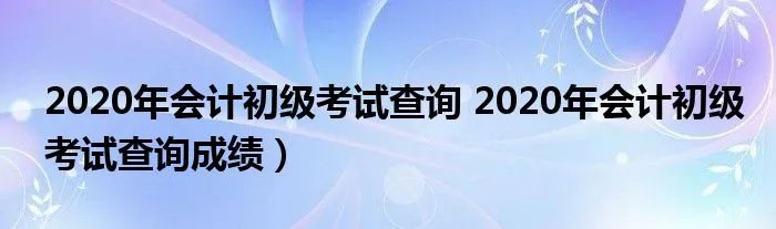 2020年会计初级考试查询 2020年会计初级考试查询成绩）