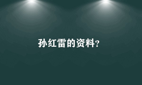 孙红雷的资料？