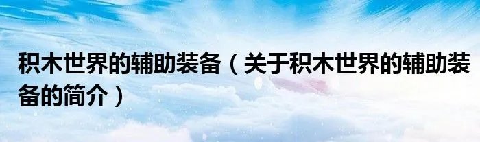积木世界的辅助装备（关于积木世界的辅助装备的简介）