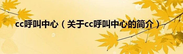 cc呼叫中心（关于cc呼叫中心的简介）