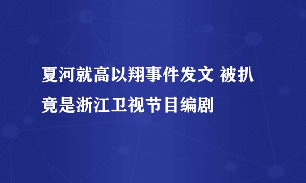 夏河就高以翔事件发文 被扒竟是浙江卫视节目编剧