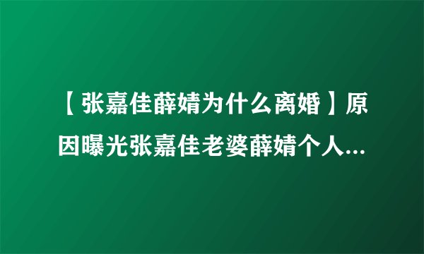 【张嘉佳薛婧为什么离婚】原因曝光张嘉佳老婆薛婧个人资料揭秘