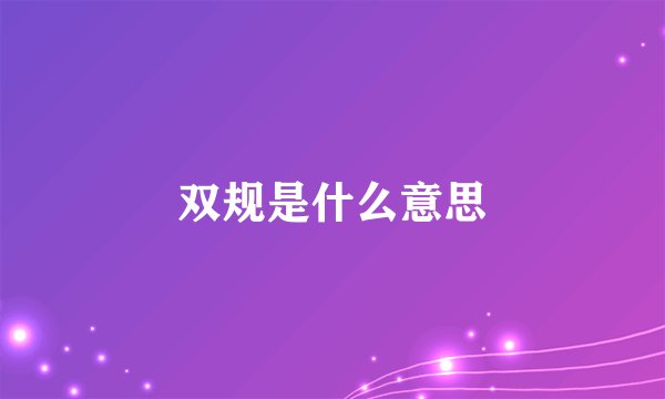 双规是什么意思